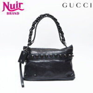 Gucci Studded Leather Shoulder Bag Black